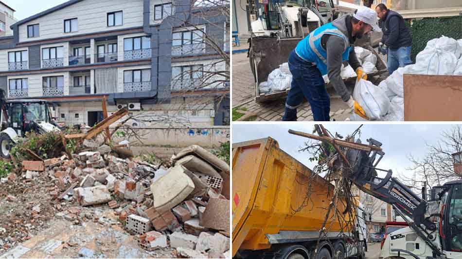 Darıca'da katı atık ve molozları topluyor